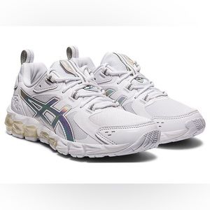Asics White Athletic Shoes with Iridescent Accents